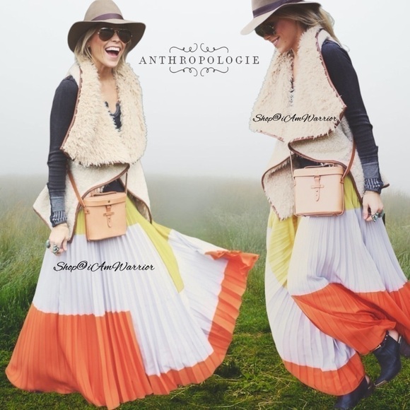 Anthropologie pleated color block maxi skirt *shop@iamwarrior - Picture 2 of 13